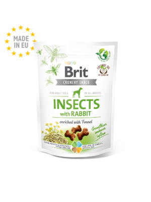 Brit Care Crunchy Cracker. Insects with Rabbit enriched with Fennel - Лакомство за подсилване на имунната система на кучета със заешко и копър 200гр