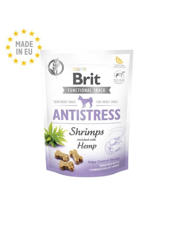Brit Care Dog Functional Snack Antistress Shrimps - Антистрес лакомство за куче със скариди и коноп