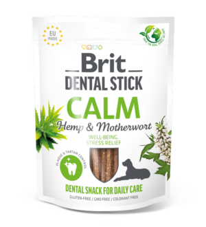Brit Dental Stick Calm - Дентални лакомства за успокояване с коноп и майчин 7бр