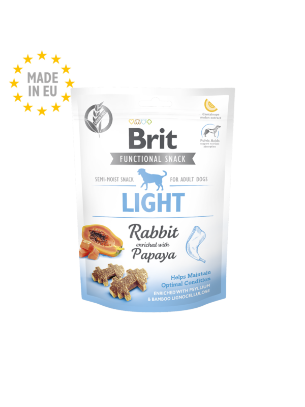 Brit care Functional snack Light Rabbit - Диетично лакомство за куче със Заек и Папая 150гр