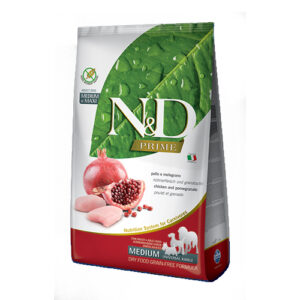 N&D PRIME Adult Medium&Maxi Chicken&Pomegranate – Суха храна БЕЗ ЗЪРНО за кучета в зряла възраст от средни и едри породи 12кг