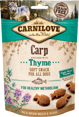 CARNILOVE CARP THYME SOFT SNACK - ЛАКОМСТВО ЗА КУЧЕ С ШАРАН И МАЩЕРКА ЗА ЗДРАВ МЕТАБОЛИЗЪМ