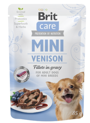 BRIT CARE MINI POUCH ADULT VENISON 85гр - за израснали кучета от дребни породи с еленско месо