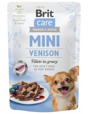 BRIT CARE MINI POUCH ADULT VENISON 85гр - за израснали кучета от дребни породи с еленско месо