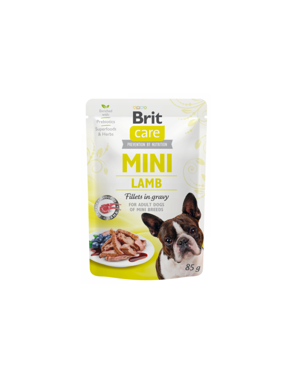 BRIT CARE MINI POUCH ADULT LAMB 85гр - за израснали кучета от дребни породи с агнешко месо
