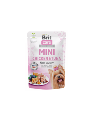BRIT CARE MINI POUCH ADULT CHICKEN & TUNA 85гр - за израснали кучета от дребни породи с пиле и риба тон