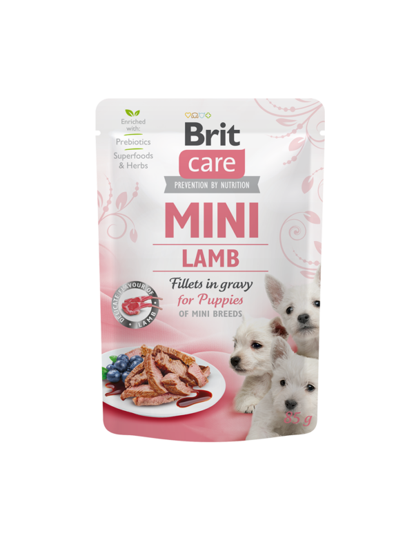 BRIT CARE MINI POUCH PUPPY LAMB 85гр - за подрастващи кучета от дребни породи с агнешко месо