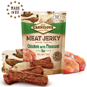 CARNILOVE MEAT JERKY CHICKEN WHIT PHEASANT - ЛАКОМСТВО ЗА КУЧЕ С ПИЛЕ И ФАЗАН 100ГР