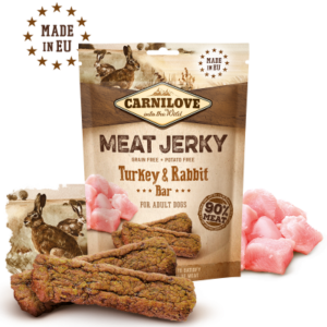 CARNILOVE MEAT JERKY TURKEY & RABBIT - ЛАКОМСТВО ЗА КУЧЕ С ПУЙКА И ЗАЕК 100ГР