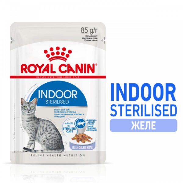 Royal Canin Indoor Sterilised Pouch Jelly - Пауч за кастрирани котки отглеждани на закрито 85гр - Image 3