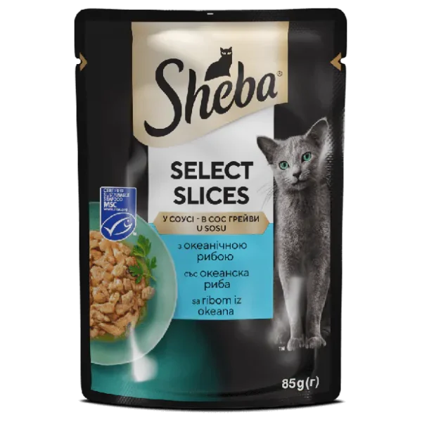 SHEBA Select Slices pouch - Пауч за котка с океанска риба в грейви сос 85 гр
