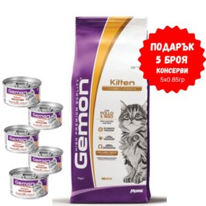 GEMON KITTEN – Пълноценна храна за котенца с пиле и ориз 7 кг