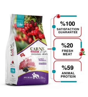 Carni Life Adult MEDIUM/MAXI с Агнешко, Къпини и Червена Боровинка 12+3 кг