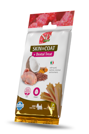 N&D Quinoa Skin & Coat Dental Care Treat Quail & Coconut Mini