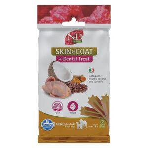 N&D Quinoa Skin & Coat Dental Care Treat Quail & Coconut Medium&Maxi