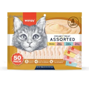 Wanpy Creamy Treat Assorted – Кремообразни лакомства за котки с 4 вкуса (50 броя)