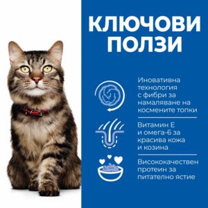 Hill’s Science Plan Adult Hairball & Perfect Coat – Пълноценна суха храна за котки с пилешко Hill’s Science Plan Adult Hairball & Perfect Coat – Пълноценна суха храна за котки с пилешко