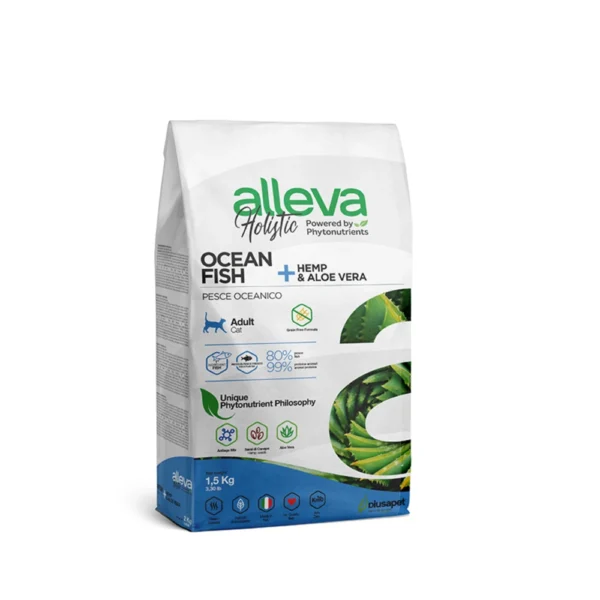 Alleva Holistic Adult Cat с океанска риба, Канабис Сатива и Алое Вера 1.5 kg