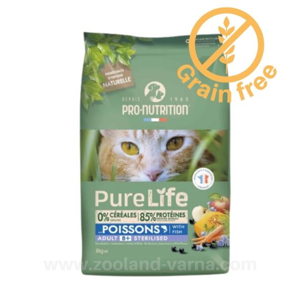 Flatazor Pure Life Cat Sterilized 8+ – Храна с риба за кастрирани котки над 8 г