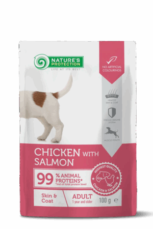 Nature's Protection Adult Pouch – Пауч с Пиле и Сьомга за Здрава Кожа и Козина 100 г