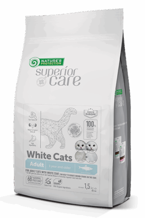 Nature's Protection White Cat – Беззърнена Храна с Херинга за Бели Котки 1.5 кг