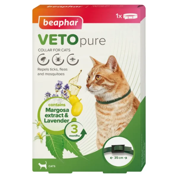 Beaphar VETOpure нашийник за котки – срещу бълхи, кърлежи и комари 35 см