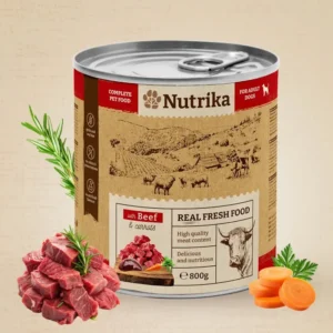 Nutrika Beef & Carrots – Пълноценна консервирана храна за кучета с говеждо и моркови 800 г