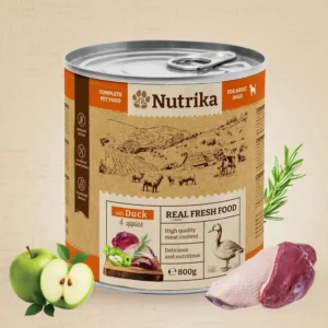 Nutrika Duck & Apple – Пълноценна консервирана храна за кучета с патешко и ябълки 800 г