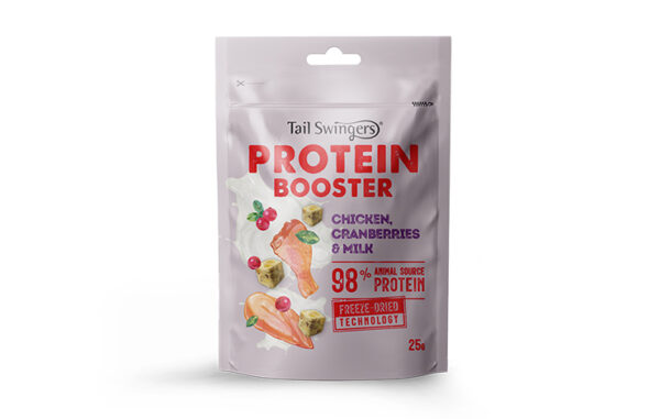 Tail Swingers Protein Booster Chicken, Cranberries & Milk – Лиофилизирана протеинова добавка за кучета 25g