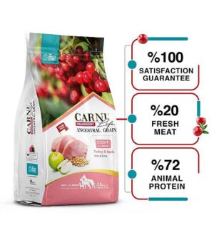 Carni Life Cranberry Adult Light Turkey & Apple – Хиперпремиум храна с пуешко и ябълки за кастрирани кучета и кучета с наднормено тегло 12 кг