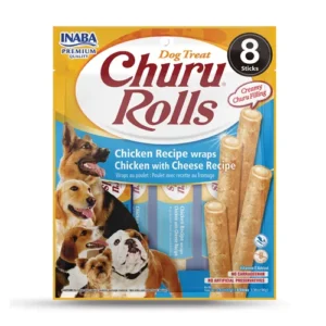Inaba Churu Dog Rolls Chicken with Cheese – Лакомство за кучета с пиле и крем от сирене 8 бр