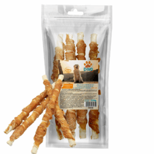 DIVO Дъвчащи Стикове от Говежда Кожа с Пилешко Месо 27 см – 320g Натурални Лакомства за Кучета