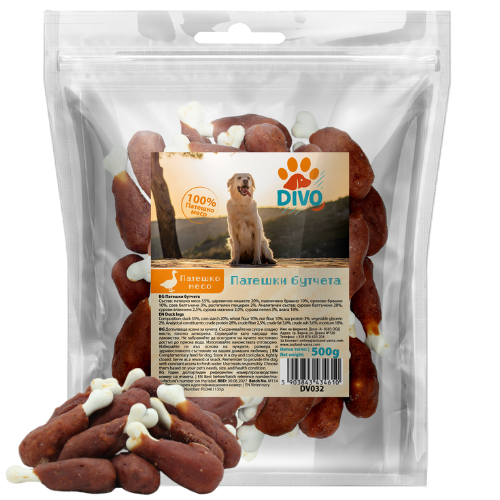 DIVO Патешки Бутчета 500g – Натурални Лакомства от Патешко Месо за Кучета