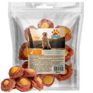 DIVO Патешки Обвивки с Аичен Жълтък 250g – Натурални Меки Лакомства за Кучета DIVO Патешки Обвивки с Аичен Жълтък 250g – Натурални Меки Лакомства за Кучета