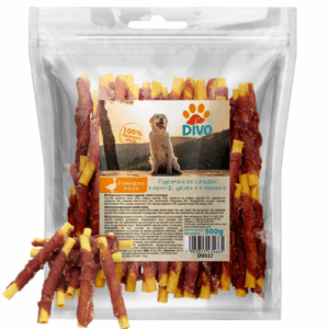 DIVO Пръчки от Сладък Картоф, Увити в Патешко 500g – Натурални Лакомства за Кучета
