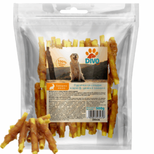 DIVO Пръчки от Сладък Картоф Увити в Заешко 500g – Натурални Лакомства за Кучета