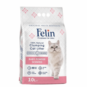 FELIN Baby Powder 10 л – Котешка тоалетна с аромат на бебешка пудра от бял бентонит