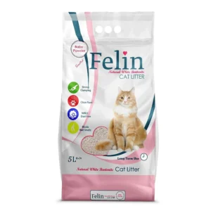 FELIN Baby Powder 5 л – Котешка тоалетна с аромат на бебешка пудра от бял бентонит