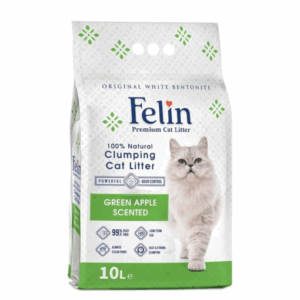 FELIN Green Apple 10 л – Котешка тоалетна с аромат на зелена ябълка от бял бентонит