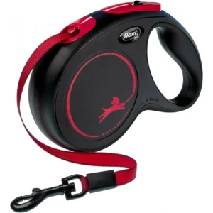 Flexi Classic Black Fire M – Автоматичен Повод с Лента 5м за Кучета до 25кг